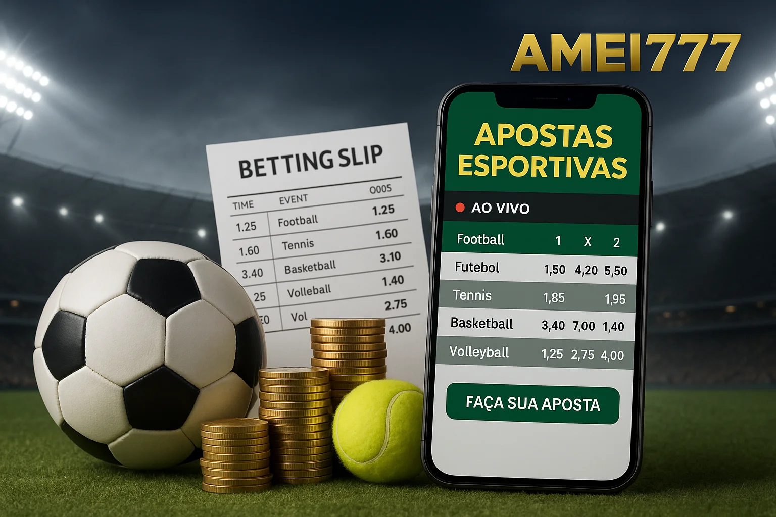 Aposte em apostas esportivas no cassino online AMEI777